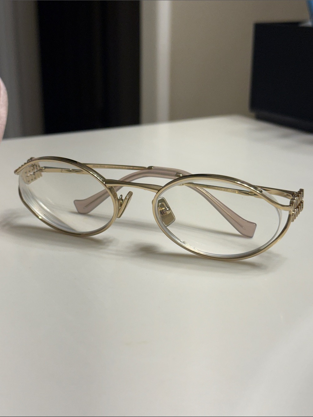 Miu Miu Gold Frame Sunglasses with Pink Gradient Lenses